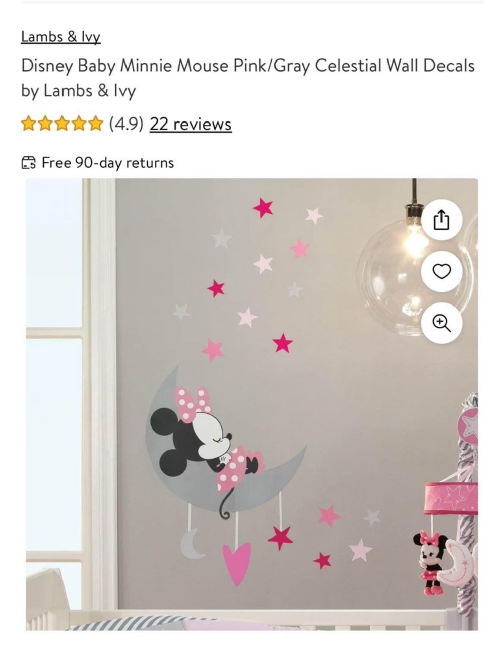 Pink and Gray Celestial Wall Decals